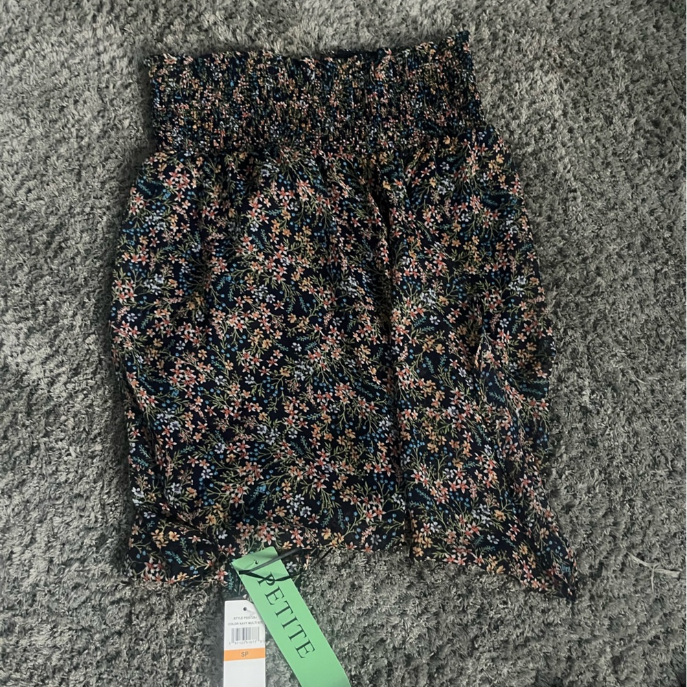 Cynthia Steffe Floral Skirt with Smocked Waist